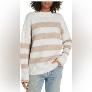 NEW! LA LIGNE Marin Striped Knitted Sweater In Cream & Tan Stripes - L